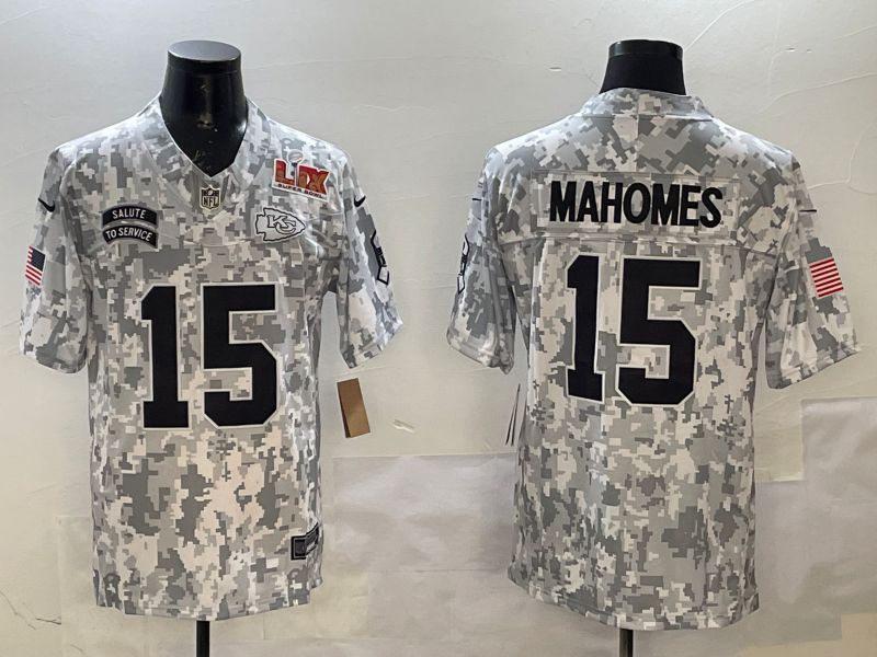 Men Kansas City Chiefs #15 Mahomes Camo 2025 Nike Salute to Service Limited NFL Jersey style 5